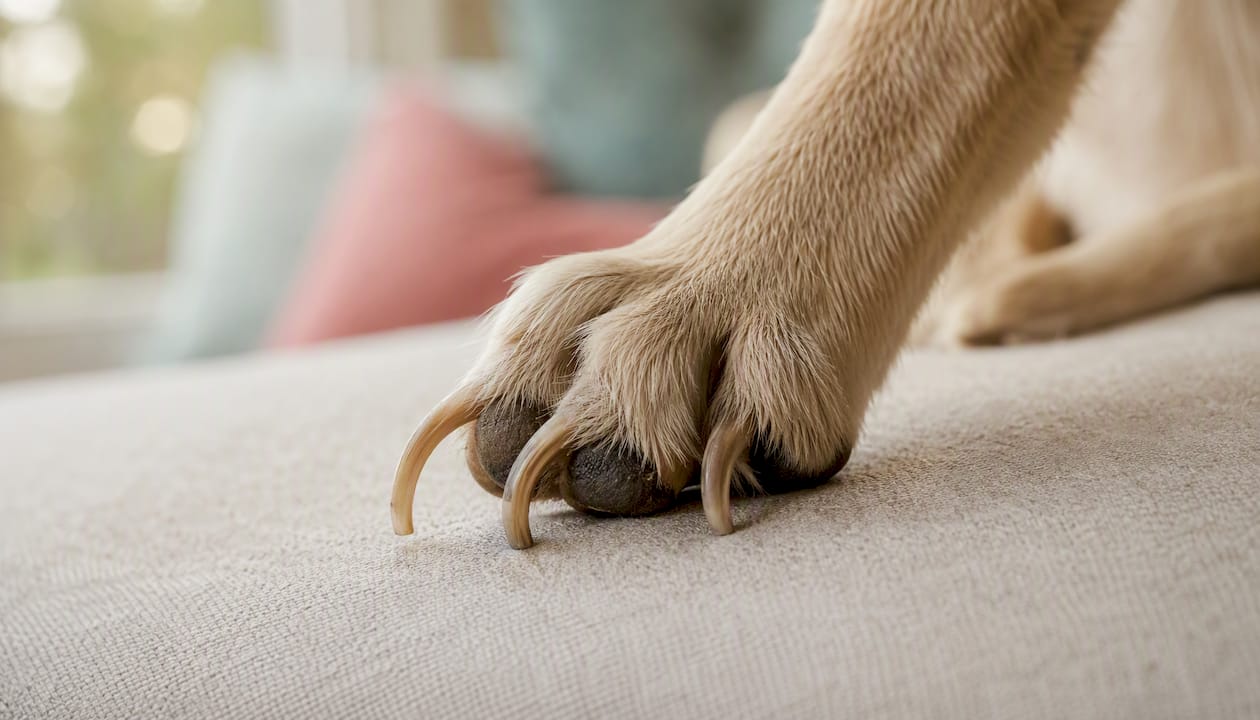 Dog paw with visibly overgrown nails